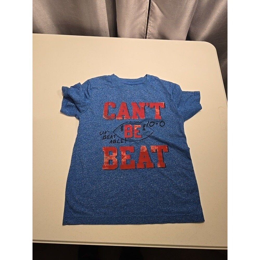 Boys Small 6/7 Blue Football Tshirt, ‘Can’t Be Beat’, Cat & Jack , Sports Graphi
